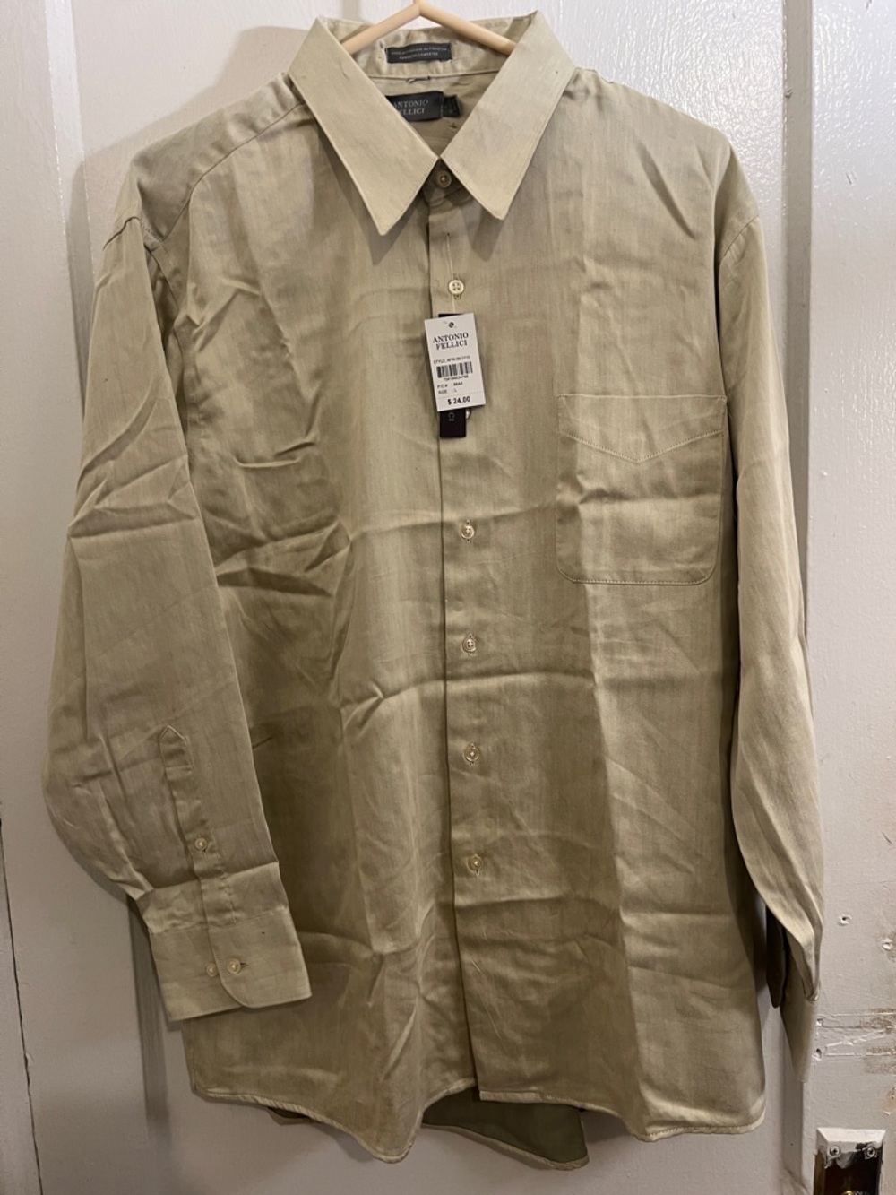 Men’s Khaki Cotton Dress Shirt Size L
